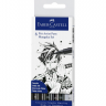 Набор черных линеров "Mangaka Black" Faber-Castell Pitt Artist Pen 6 штук купить в магазине маркеров Скетчинг Про