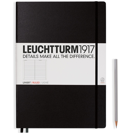 Записная книжка Leuchtturm «Master» A4+ в линейку черная 235 стр.