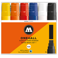 Набор акриловых маркеров Molotow ONE4ALL "Базовый 1" 6 шт / 15 мм