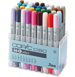 Набор маркеров COPIC CIAO 36 E с кистью в кейсе