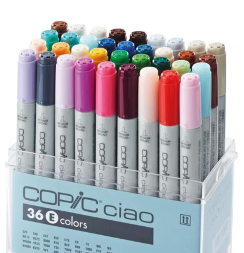 Набор маркеров COPIC CIAO 36 E с кистью в кейсе