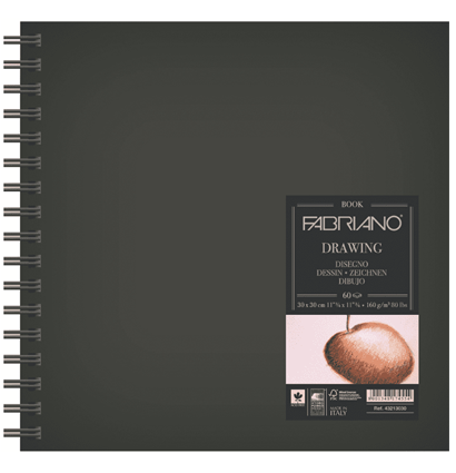 Скетчбук Fabriano Drawingbook квадратный на спирали 30х30см / 60 листов / 160 гм