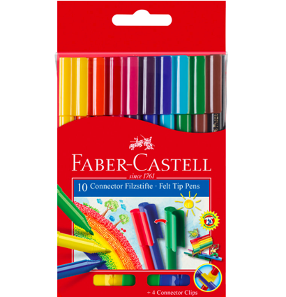 Фломастеры смываемые Faber-Castell Connector для детей набор 10 цветов