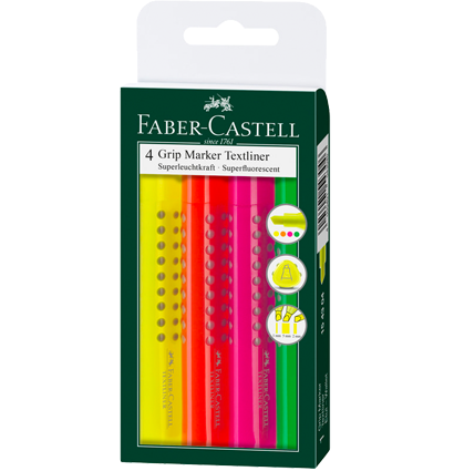 Набор маркеров-текстовыделителей Faber-Castell Grip 1543 4 цвета