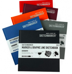 Скетчбук Sketchmarker Marker & Graphic Line универсальный оранжевый с твёрдой обложкой 16х16 см / 48 листов / 180 гм