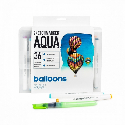 Набор маркеров Sketchmarker Aqua Pro Brush Balloons 36 цветов