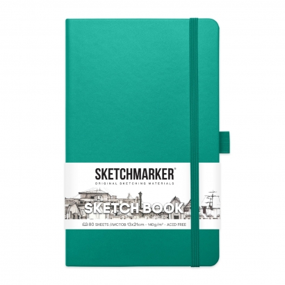Скетчбук Sketchmarker изумрудный с твердой обложкой А5 / 80 листов / 140 гм