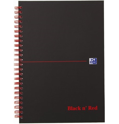 Блокнот Oxford Black'n'Red клетка спираль твердая обложка А4 / 70 листов