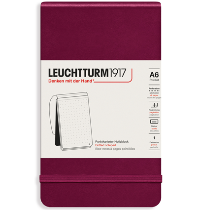 Блокнот Leuchtturm «Reporter Notepad Pocket» A6 в точку винный 188 стр.