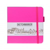 Скетчбук Sketchmarker неоновая фуксия с твердой обложкой квадратный 12х12 см / 80 листов / 140 гм