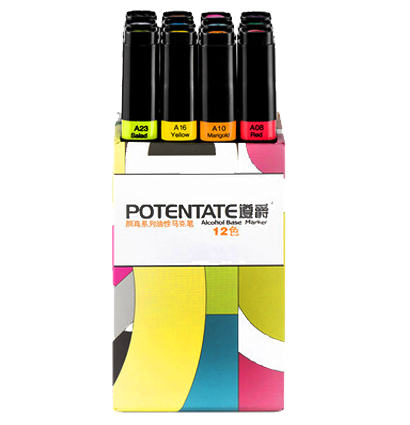 Набор маркеров для скетчинга Potentate Box Set 12 (alcohol based)