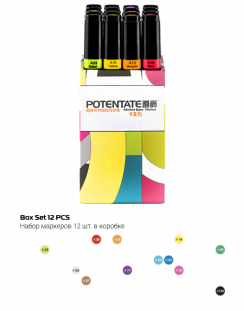 Набор маркеров для скетчинга Potentate Box Set 12 (alcohol based)