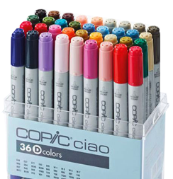 Набор маркеров COPIC CIAO 36 D с кистью в кейсе