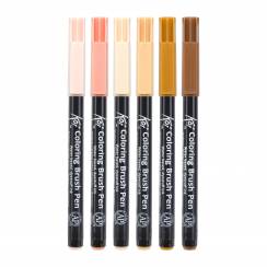 Набор акварельных маркеров с кистью Sakura Koi Coloring Brush Pen Портрет 6 цветов