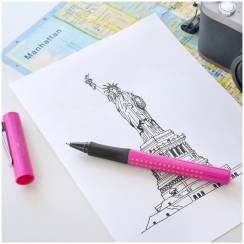 Ручка капиллярная Faber-Castell Grip 2010 розовый корпус, синие чернила