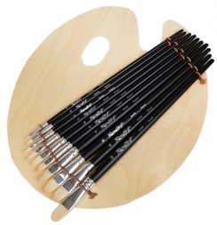 Набор кистей для рисования Roubloff №41 щетина овальные 10 штук с палитрой