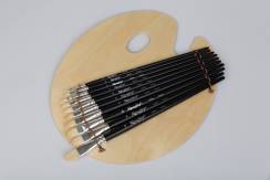 Набор кистей для рисования Roubloff №41 щетина овальные 10 штук с палитрой