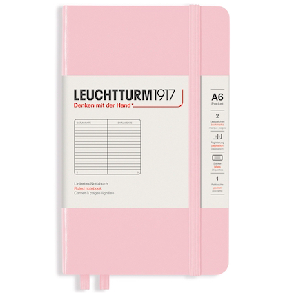 Записная книжка Leuchtturm «Pocket» A6 в линейку розовая 187 стр.