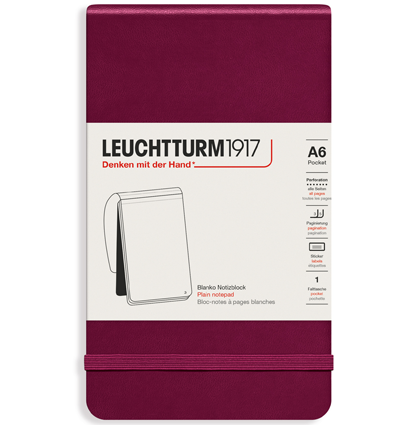 Блокнот Leuchtturm «Reporter Notepad Pocket» A6 нелинованный винный 188 стр.
