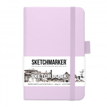 Скетчбук Sketchmarker фиолетовый пастельный с твердой обложкой А6 / 80 листов / 140 гм