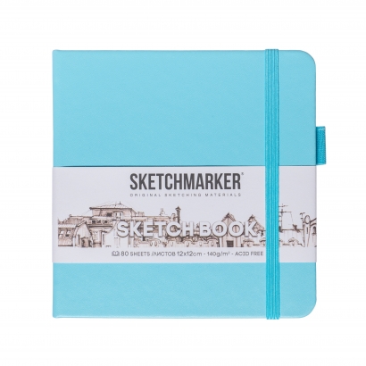 Скетчбук Sketchmarker небесно-голубой с твердой обложкой квадратный 12х12 см / 80 листов / 140 гм 1