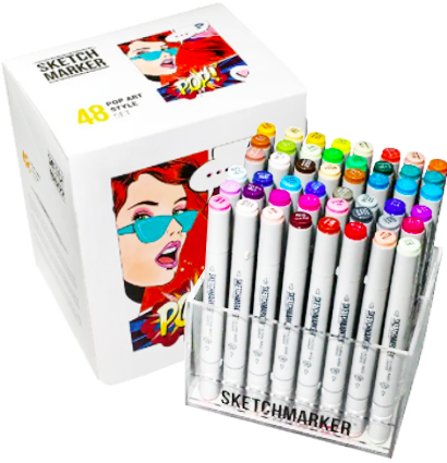 Набор маркеров Скетчмаркер / Sketchmarker "Pop Art Style - Поп Арт" 48 цветов в пластиковом кейсе