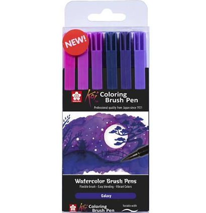 Набор акварельных маркеров с кистью Sakura Koi Coloring Brush Pen Космос 6 цветов