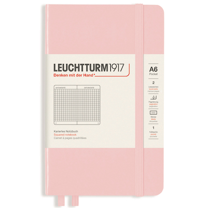 Записная книжка Leuchtturm «Pocket» A6 в клетку розовая 187 стр.