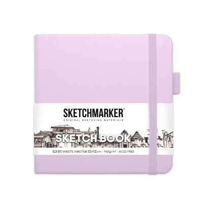 Скетчбук Sketchmarker фиолетовый пастельный с твердой обложкой квадратный 12х12 см / 80 листов / 140 гм