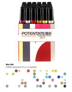 Набор маркеров для скетчинга Potentate Box Set 36 (alcohol based)