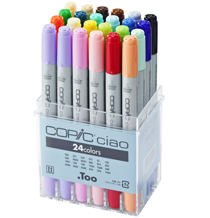 Copic Ciao 24 набор маркеров с кистью в фирменном кейсе (базовые оттенки)