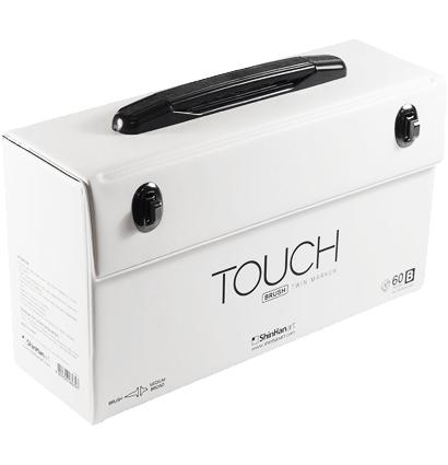 Чемодан - пенал для маркеров Touch Brush / Twin ShinHan Art белый на 60 штук с подставками