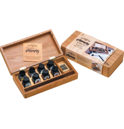 Набор туши для каллиграфии Winsor&Newton "The Complete Calligraphy" 8 тушей и перья в деревянном кейсе