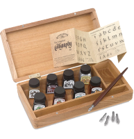 Набор туши для каллиграфии Winsor&Newton "The Complete Calligraphy" 8 тушей и перья в деревянном кейсе