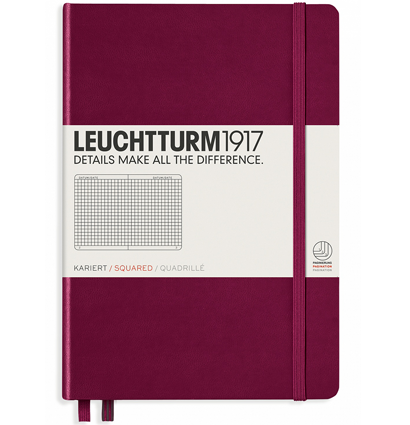 Записная книжка Leuchtturm «Master Slim» А4+ в клетку винный 123 стр.