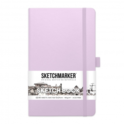 Скетчбук Sketchmarker фиолетовый пастельный с твердой обложкой А5 / 80 листов / 140 гм