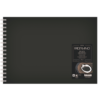 Скетчбук Fabriano Black Drawingbook с черной бумагой на пружине А5 / 40 листов / 190 гм