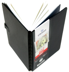 Скетчбук Canson Art Book 180° черный для зарисовок на застежке А6 / 80 листов / 96 гм