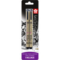 Набор черных капиллярных ручек Sakura Pigma Micron 0.25 мм 2 штуки