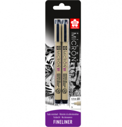 Набор черных капиллярных ручек Sakura Pigma Micron 0.25 мм 2 штуки