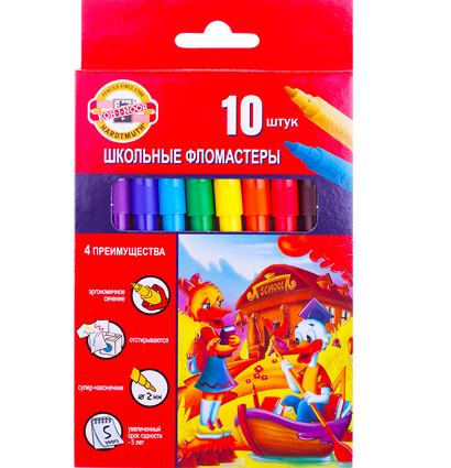 Фломастеры смываемые Koh-I-Noor Утята набор 10 цветов