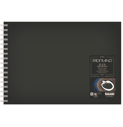 Скетчбук Fabriano Black Drawingbook с черной бумагой на пружине А4 / 40 листов / 190 гм
