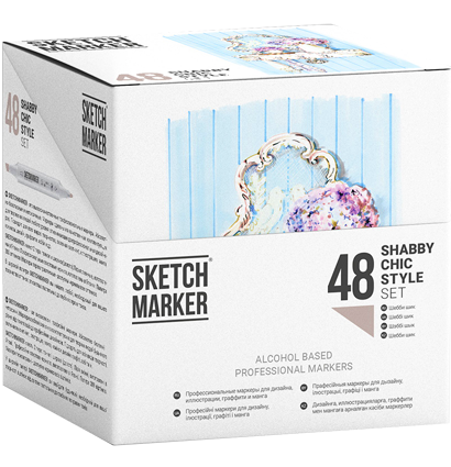 Набор маркеров Скетчмаркер / Sketchmarker "Chic Style - Шебби шик" 48 цветов в пластиковом кейсе