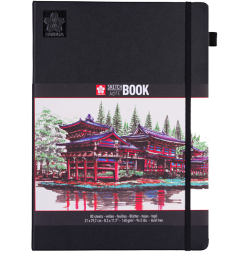 Скетчбук Sakura Sketch / Note черный с гладкой бумагой для рисования А4 / 80 листов / 140 гм