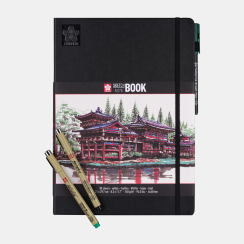 Скетчбук Sakura Sketch / Note черный с гладкой бумагой для рисования А4 / 80 листов / 140 гм