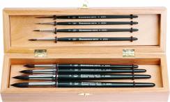 Набор кистей для рисования Roubloff №9 белка круглые 8 штук в шкатулке