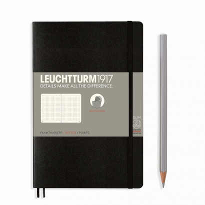 Записная книжка Leuchtturm «Paperback» В6+ в точку черная 123 стр.