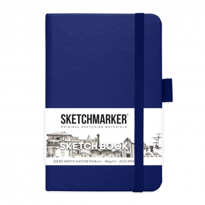 Скетчбук Sketchmarker королевский синий с твердой обложкой А6 / 80 листов / 140 гм