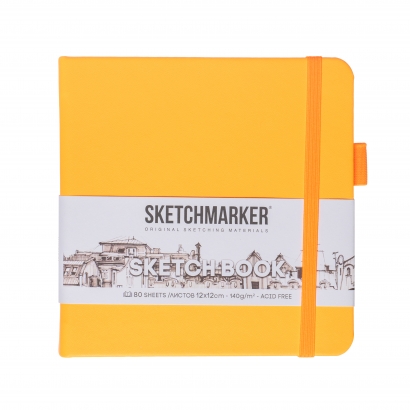 Скетчбук Sketchmarker неоновый апельсин с твердой обложкой квадратный 12х12 см / 80 листов / 140 гм