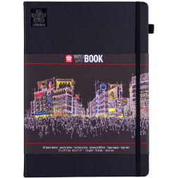 Скетчбук Sakura Sketch / Note с черной гладкой бумагой для рисования А4 / 80 листов / 140 гм